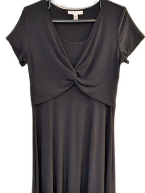 JM Collection Petite Twist-Front Midi Dress | Black | Petite M